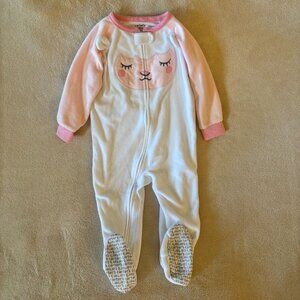 CARTER'S Baby Girl's FLEECE FOOTED ZIPPER SLEEPER LAMB Pattern in color White